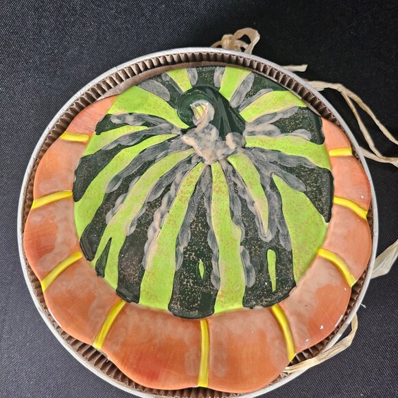 Boston Warehouse 2003 Harvest Gourd And Pumpkin Plates Set Of Four With Box - Picture 2 of 12